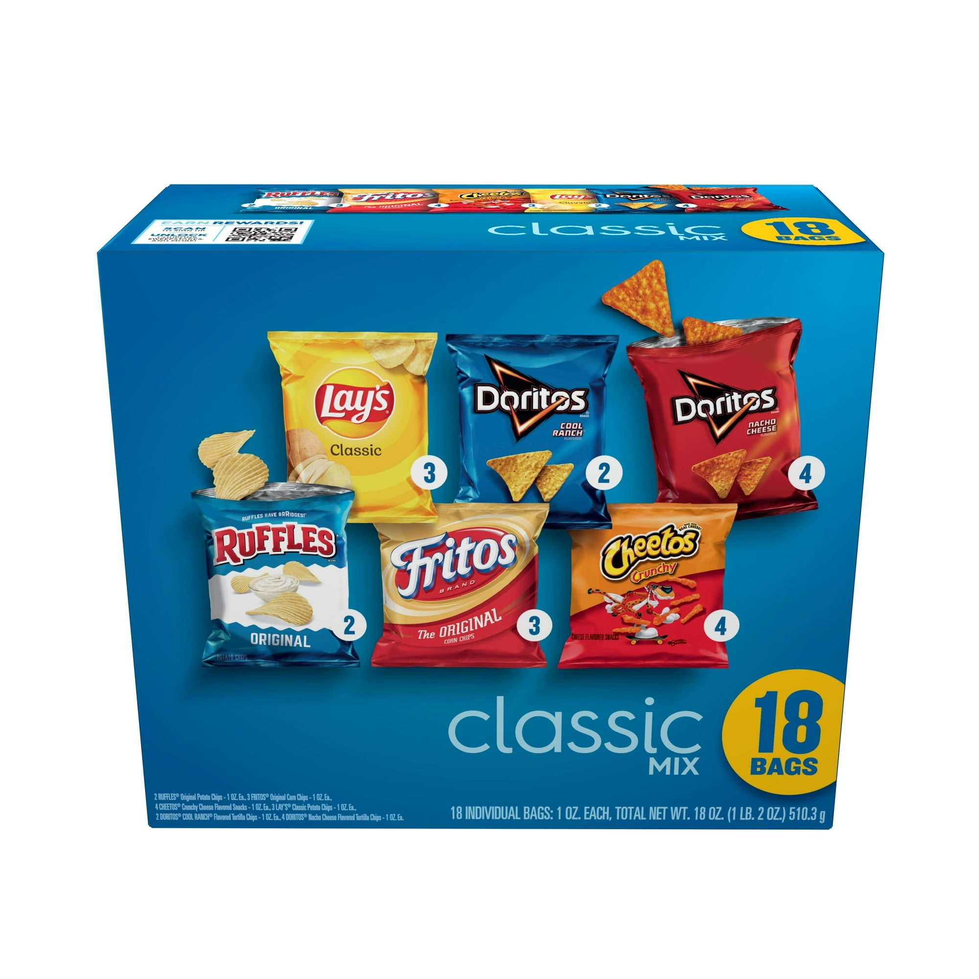 FRTIO LAY CLASSIC MIX 18CT VARIETY PACK