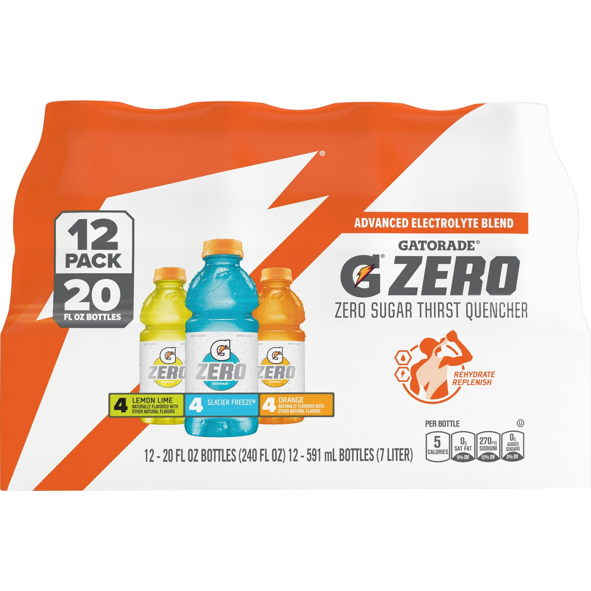 GATORADE ZERO VARIETY 20OZ 12PK BOTTLES