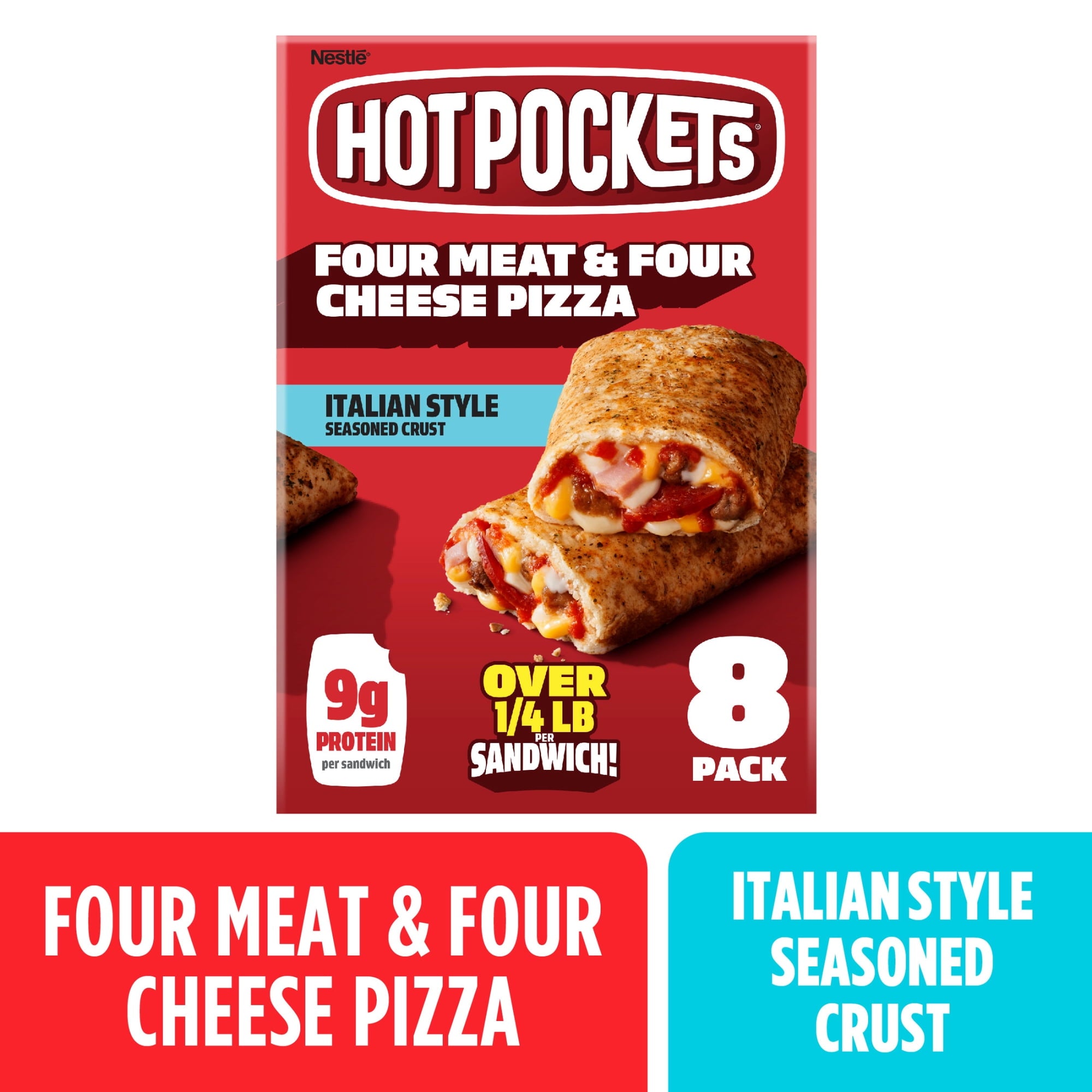 HOT POCKETS 4 MEATS & 4 CHEESE PIZZA 8PK