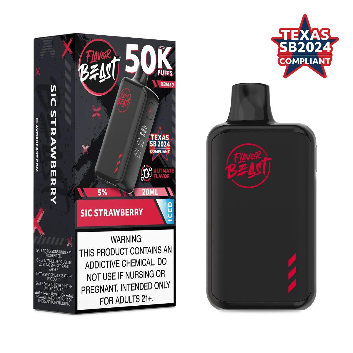 FLAVOR BEAST 50K 5CT SIC STRAWBR