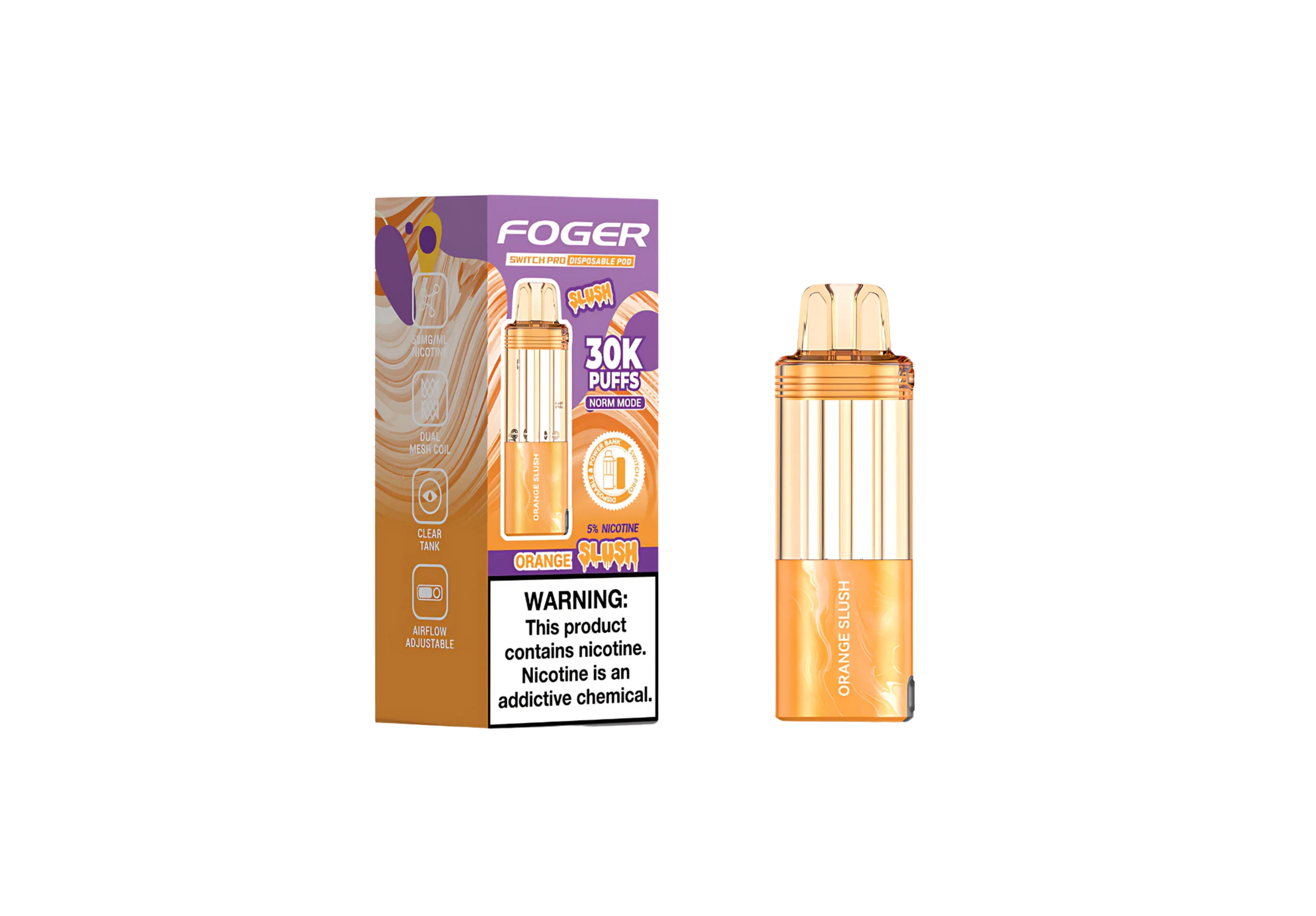 FOGER POD 30K 5CT ORANGE SLUSH