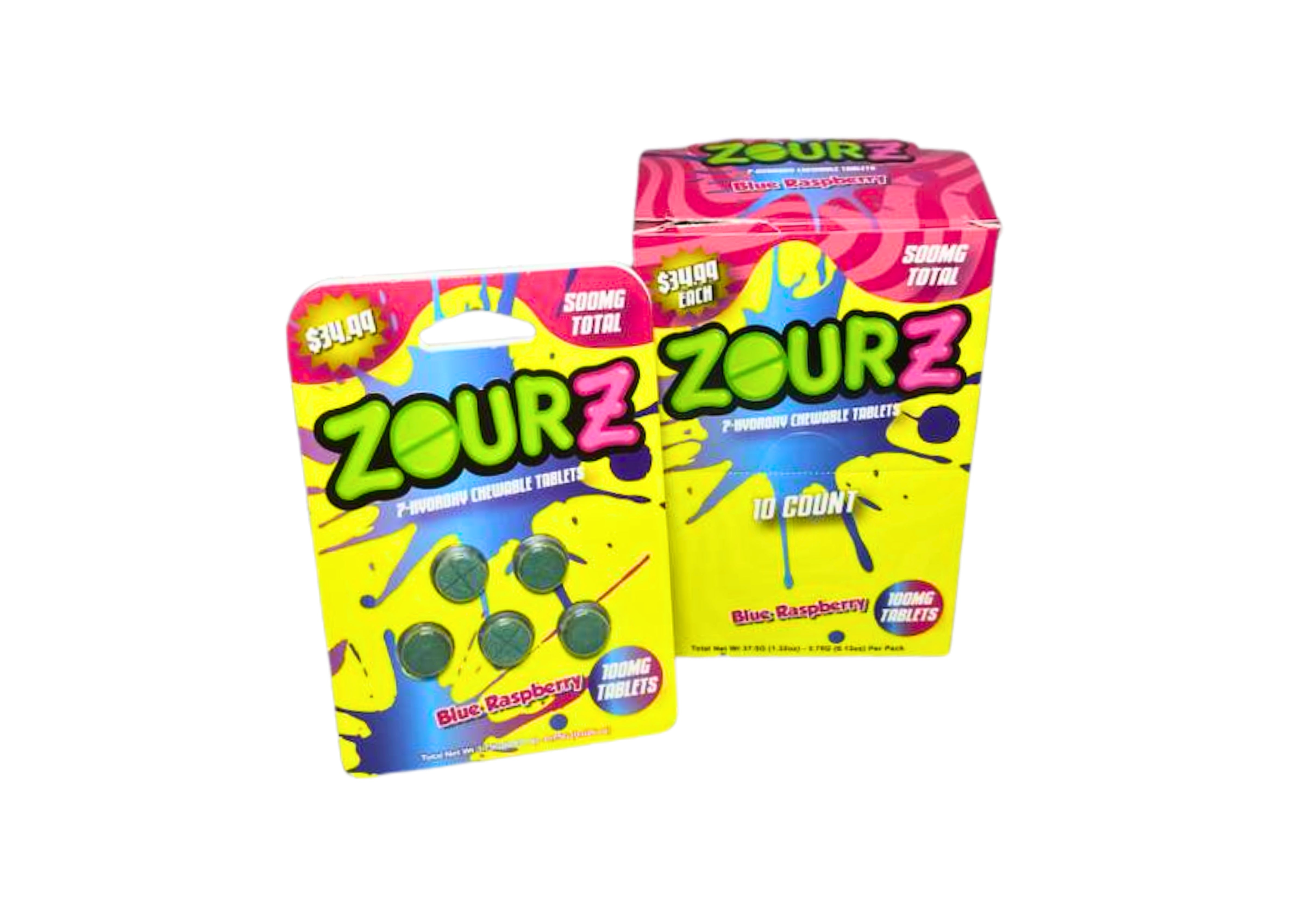 ZOURZ 7-HYD 10CT 100MG BLUE RASP