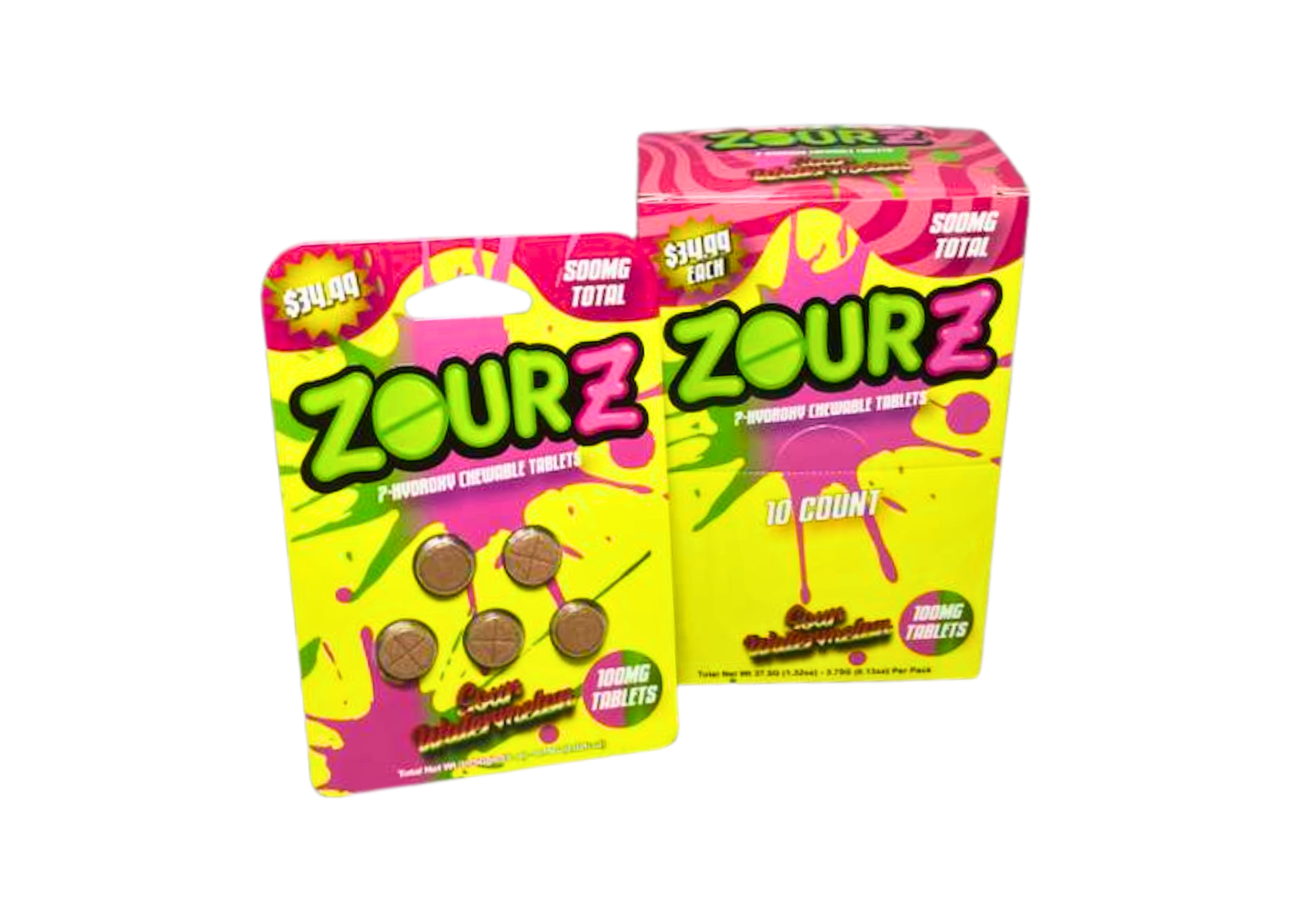 ZOURZ 7-HYD 10CT 100MG SR WTRMLN